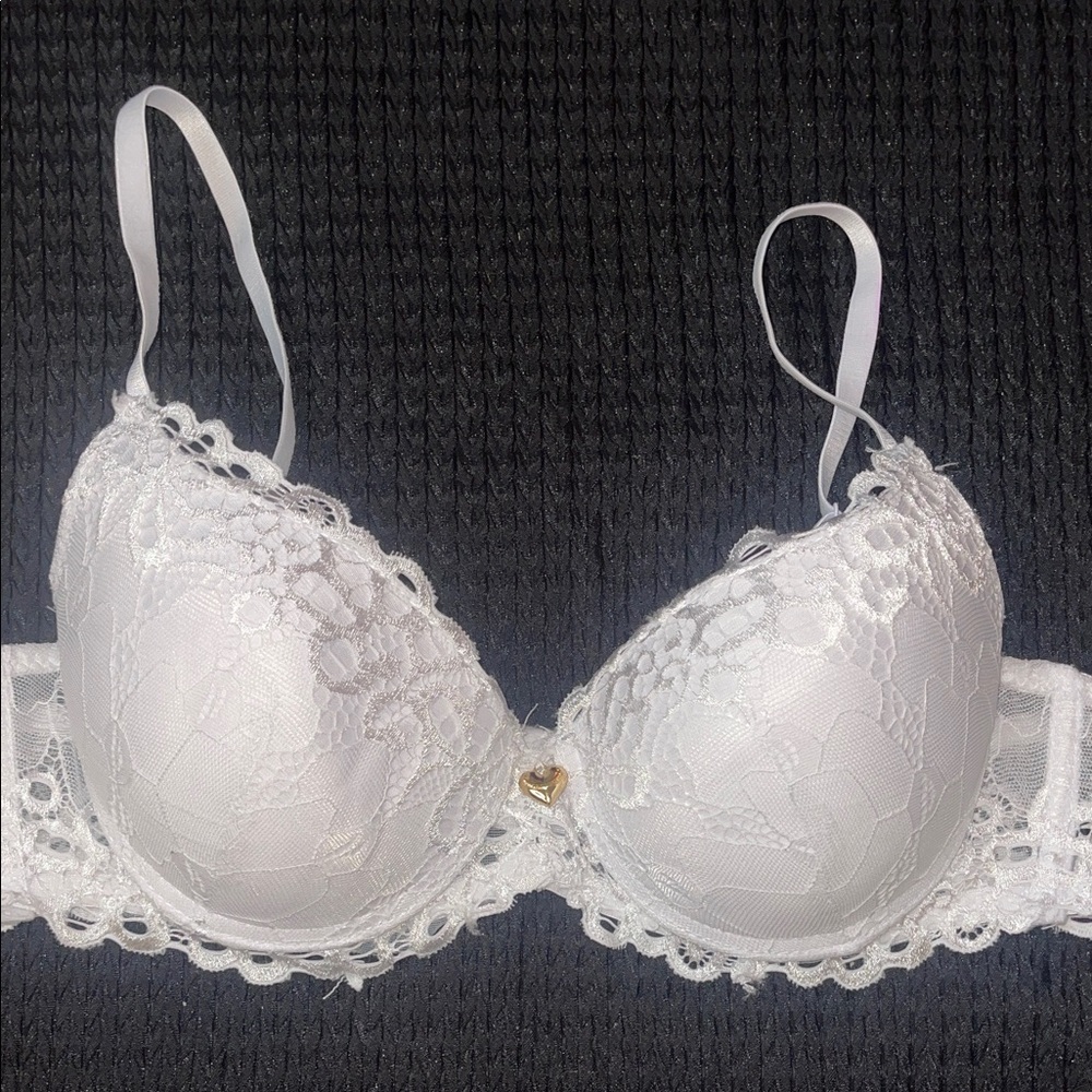 Juicy Couture White Lace Bra with Gold Accent
